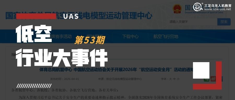 低空行业大事件丨强化无人机等重点项目管理 护航低空经济安全发展——体育总局航管中心启动2026年“航空运动安全月”